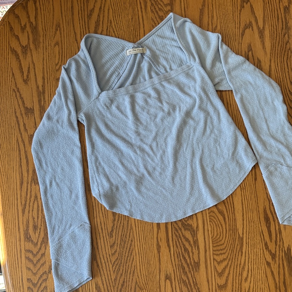 We The Free Sky Blue Long Sleeve Top